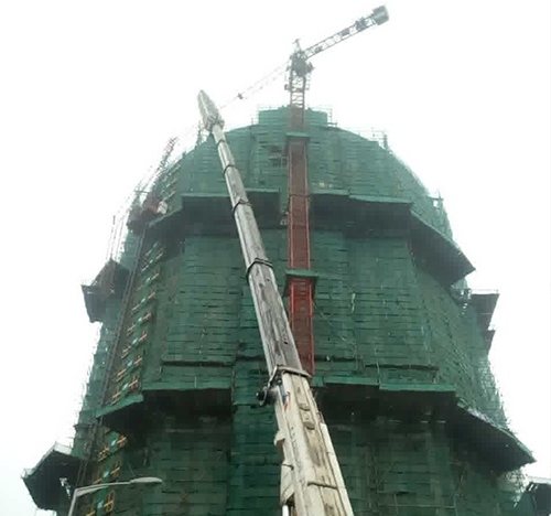 梁子湖吊车在工地上作业